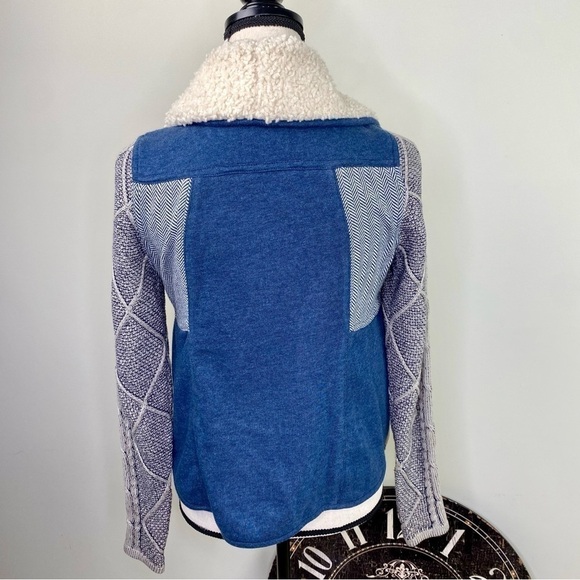 Anthropologie Saturday Sunday Sherpa knit faux suede sweater zip jacket size XS - Picture 3 of 10